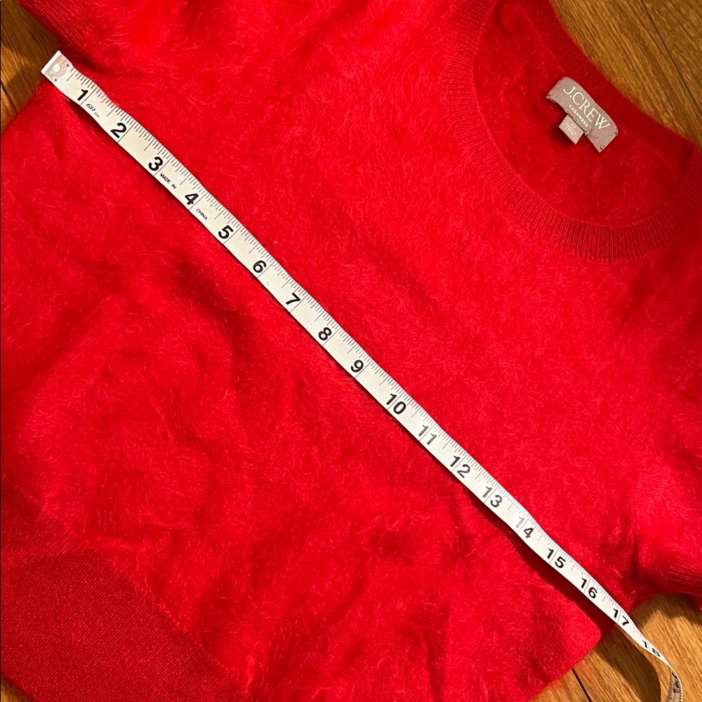 J. Crew Vibrant Red Crew Neck brushed cashmere short sleeve sweater - Picture 3 of 4